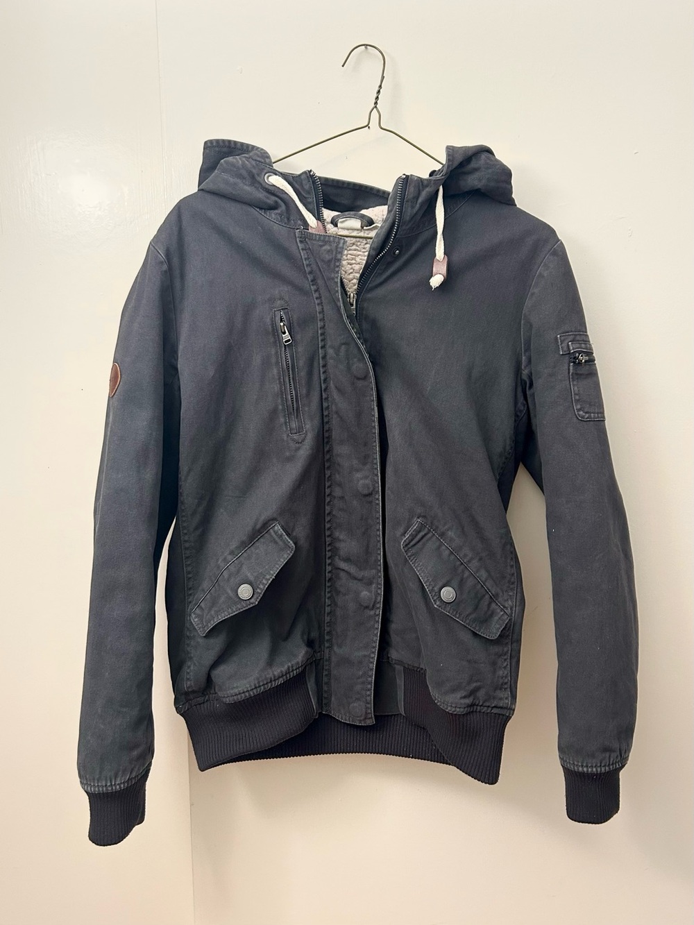 Roxy sherpa-lined hooded utility bomber jacket